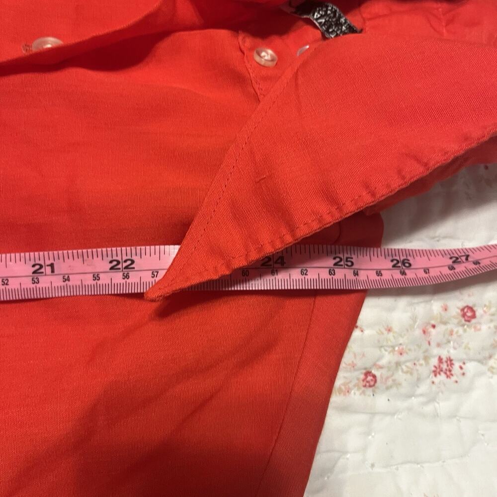 Vintage 70s Rosanna 3pc Knit Skirt Vest Set Red Dagger Collar Bishop Sleeve Sz S - Picture 8 of 16